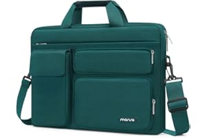 MOSISO Torba listonoszka na ramię na laptopa z 2 podniesionymi i 1 klapą i 1 poziomą kieszenią, uchwytem i paskiem