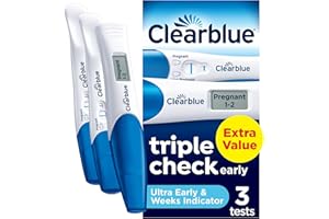 Clearblue Pacchetto combinato di data e controllo triplo ultra precoce del test di gravidanza, risultati di 6 giorni (barre visive) che ti dicono quante settimane (barra digitale), kit da 3