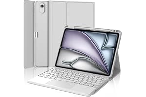 JADEMALL Tastiera con Touchpad per iPad Air 11 M2/M3 2024/2025, Italiano QWERTY Tastiera Bluetooth Staccabile con Trackpad Custodia per iPad Air 11 M2/M3, Grigio Chiaro