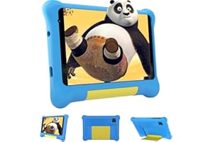 HotLight Tablet para niños Android 13，Tableta Infantil 7 Pulgadas con 5GB RAM 32GB ROM (TF 128GB)，Doble Cámara, Bluetooth, Control Parental, Funda EVA (Azul)