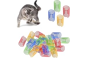 Jiuhao Cat Spring Toy - 20 Pcs Colorful Plastic Coil Spiral Interactive Toys for Bouncing Play Training - Fun Gift for Kittens