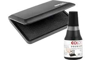 ODN GIFT SUPPLIES COLOP Black Ink Pad & Ink Pad Refill 2 Pack | Suitable for Stamping Letters | Used for Crafting, Home and Office Use | 110mm x 70mm Stamp Pad & 25ml Ink