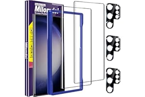 Milomdoi [2+3Piezas 9H para Pantalla Samsung Galaxy S23 Ultra 5G - Accesorios 2Piezas Cristal Templado, Vidrio Protector de Camara, Funda Amistoso