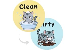 Clean Dirty Flip Magnet för Diskmaskin, Rolig Dubbelsidig Diskmaskin Magnet Skylt Stark Magnetisk Vändbar Clean and Dirty Indikator för Kök Kylskåp Tvättstuga (Söt Katt Design)