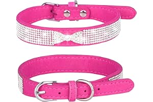 Haoyueer Strass hundhalsband, söt bländande glittrande mjukt mocka läder hund katt strass halsband kristall diamant husdjur h