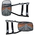 cueclue 2 PCS Car Side Rear View Mirror Extends Field of View, 7.5" x 4.9" Adjustable 360 Degree Rotating Towing Mirror, Belt-mounted No-punch Extensions, Universal Mirror Accessory for Cars (Black)