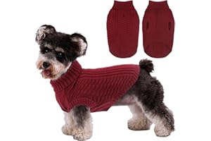 CITÉTOILE Suéter para Perro - Jersey de Invierno con Diseño de Punto, Cálido y Cómodo con Agujero para Correa - Abrigo Canino para Razas Pequeñas y Medianas, Rojo, S