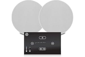 Systemline E50 Bluetooth Ceiling Speaker Kit - 2 Upgraded Qi65C Speakers, Wireless Streaming, Minimalist Design, White, 6.5 Inch Speakers, 20m Range, 2.0 Channel, 6kg, 3 Year Warranty