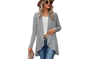 Famulily Cardigans for Women UK, Long Sleeve Open Front Cardigans Casual Solid Color Waterfall Cardigans Size 8-16