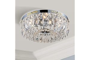 Bestier Moderno Imperio Francés Acabado en Cromo Cristal Semi Flushmount Araña de Iluminación LED Lámpara de Luz de Techo para Comedor Baño Dormitorio Sala de estar