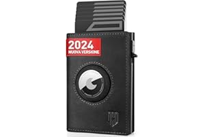 DODENSHA® MagSnap Airtag Portafoglio Uomo con protezione RFID I Portafoglio piccolo I Portafoglio intelligente piccolo per 10+ carte I Porta carte di credito I Portatessere uomo tascabile