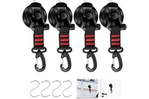 SOPHISTICATE Set de Ventouses de Camping, 4 Ventouses Extra-Fortes avec Anneau en D Pivotant à 360°, Ventouses avec Crochets, Accessoires pour Camping-Cars, Ventouses Fortes pour Fenêtres de Camping-Cars, Auvents