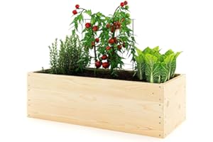 LERMOWOOD Lermowoood Wooden Raised Bed 100 x 40 x 30 cm Natural - Planter Box for Vegetables & Herbs - with Agrove - Plug-In & Stackable - Outdoor Area, Ideal for Garden, Balcony and Patio