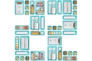 A-LuGei ‎22 pièces Bleu vert Organisateur Tiroir Rangement et Organisation de Cuisine, Boite Rangement Plastique Maquillage, Rangement Bureau Organisateur, Caisse a Outil Coffre Rangement