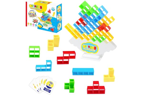Newpop 32 stycken Tetris Tower, Team Tower spel för barn och vuxna, skicklighetsspel för flickor, stapelspel för pojkar, torn stapel, balans-leksaker