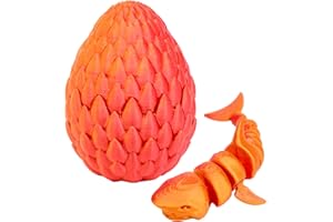 Mritrit 3D Gedruckte Dracheneier mit Hai im Inneren 3D Drache im Ei Überraschungs Haieier Spielzeug für Kinder Erwachsene Easter Weihnachtstag Schreibtisch Dekoration (Gold-rot)