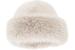 Copbopwn Fluffy Bucket Hat Fur Hats for Women Winter Warm Fur Bucket Hat Thicken Plush Faux FurHat Fluffy Hat Womens WinterHats forWomen Ladies Furry Hats for Women