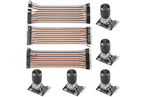 WMYCONGCONG Lot de 5 Module d'encodeur rotatif KY-040, encodeurs à 360 degrés avec bouton, module de capteur en brique et kit de 120 câbles de liaison multicolores pour platine d'expérimentation