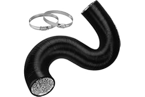 FULHDEDI 75mm Abluftrohr, 5m PVC Abluftschlauch Schwarz Flex-Schlauch Abluftschlauch mit 2 Schlauchschelle Edelstahl für Mobile Klimaanlage, Trockner, Abluftventilator, Belüftungssystem