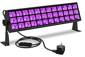 Littleboyny 100W UV Blacklight Tube, 104PCS LEDs Bar Accessories Lamp with 1.5M Power Cord Plug and Switch, Aluminium for Neon Colour, Body Party, Halloween, Black (‎LTB104LED01)