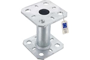 FIXTOUT Pied de poteau à embase carré zingué à visser - 80 x 80 x 100 x 5,0 mm
