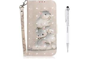 Grandoin Kompatibel mit LG K42 / K52 / Q52 Hülle, 3D PU Leder Etui Flip Cover Muster Book Case Schutzhülle Handytasche Stoßfest Handyhülle [Ständer Kartenfach] [Magnetverschluss] (Eichhörnchen)