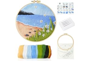 MAMUNU Needle Felting Kit, Needle Felting Kits for Beginners, Wool Felt Supplies with Wool Felt Needle Picture Frame Foam Pad Instruction Felting Kits for Beginners Adults for Home Decoration DIY Craft