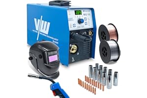 VECTOR WELDING VECTOR Poste à Souder Mig Mag - Poste à Souder à Fil Fourré - Poste à Souder à Gaz Inerte avec 185 Amp et Fonction de Soudage à l'électrode avec 160 Amp | Dévidoir Automatique