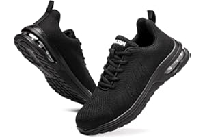 lovsefty Safety Trainers Men's Steel Toe Cap Trainers for Women Lightweight Comfortable Safety Shoes Non Slip & Breathable Work Sneakers with Air Cushion