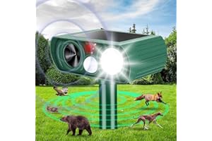 Titifeya Fox Repellent for Gardens Solar Powered Cat Scarer Cat Deterrent Ultrasonic Animal Repeller Waterproof Motion Sensor with Flashing Light for Dogs Birds Farm etc
