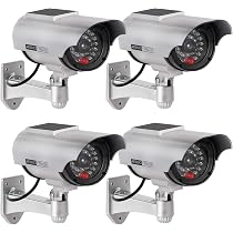 E-HORDE Cámara Falsa De Vigilancia Con Energía Solar – LED Parpadeante, Resistente Al Agua, Para Interior Y Exterior, Disuasión De Ladrones (Negro, 2 Unidades)