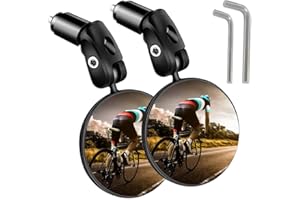 UBRAVE Bike Mirror, Bicycle Cycling Rear View Mirrors, Wide Angle Rear View Mirrors, 360°Adjustable Plastic Convex Mirror Bike Mirror with Rotatable Handlebar, for Inner 18-22mm Handlebar Mountain Road Bike