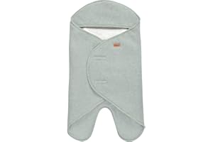 BÉABA, Babynomade Double Polaire, Couverture enveloppante Hiver bébé, Compatible Siège Auto/Pousette/Nacelle/Transat, Douce, Chaude,Déperlante, Respirante, Passage Harnais, Vert Sauge/Blanc, 0-6 Mois