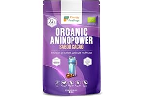 Energy Feelings Proteína de Guisante, Cáñamo y Arroz 500g, Sabor Cacao 73%, Proteína Vegana en Polvo Sin Lactosa, Sin Azúcar y Sin Gluten, Proteínas para Masa Muscular, Vegan Protein