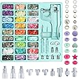 HASTHIP® Snap Buttons with Snap Pliers Set,Sewing Button Machine Fastener and 300 Sets Plastic & Metal Buttons Kit for Repairing,Sewing and DIY Crafting