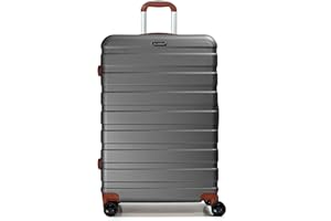 CALDARIUS Suitcase Large Hard Shell | Telescopic Handle Trolley |3 Digit Combination Lock | Large Suitcase | Lightweight | Large 28" Hold Check in Luggage | 4 Dual Spinner Wheels | (Large 28'', Grey)