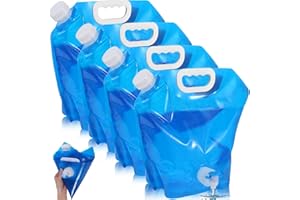VOZITUG Bidón de agua plegable de 10 l con grifo, 4 unidades de depósito de agua flexible portátil, botella de agua plegable sin BPA, bolsa de agua para camping, senderismo y almacenamiento de agua en casa