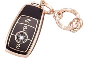 Koaudb Cover per chiave auto 3 pulsanti Custodia in TPU per chiave auto con portachiavi adatta per Mercedes Benz A B C E G S SL Classe CLS SLC CLA GLB GLC GLE GLS AMG Smart Key Case Shell (R-Bz-3L-B)