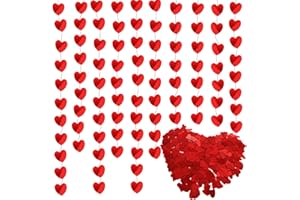 Valentines Decorations, Nabance 10Pcs Valentines Day Hearts Hanging String Garland & 2 Pack Heart Shape Confetti, for Wedding Party Anniversary Engagement Bridal Shower