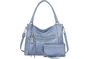 BAIGIO Sac a Main Grand Cuir PU Sac Hobo Sac Cabas Femme Sac Bandoulière Fourre Tout Messenger et Portefeuille Ensemble pour Travail Shopping Party Voyage