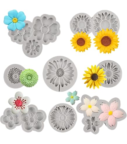 6 Moules Silicone Forme Fleur | Décoration Gâteaux, Chocolat, Fondant, Cupcake, Orchidée, Hibiscus