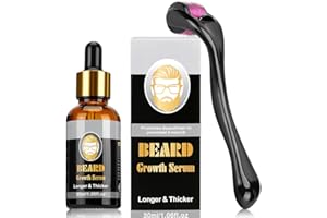 ZUNYEK Derma Roller for Beard Growth + Beard Growth Serum - Stimulate Beard and Hair Growth - 0.5mm Derma Roller for Men Facilitate New and Old Hair Growth