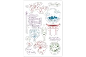 GLOBLELAND Stile Giapponese Timbri Trasparenti Sigillo Fiori di Ciliegio Timbri Journaling in Silicone Trasparente per la Creazione di Biglietti e Decorazioni per Scrapbooking