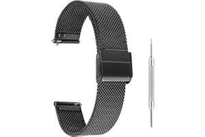 cobee Paski do zegarka, z szybkim zapięciem, regulowane, z siatki ze stali nierdzewnej, 16 mm, 18 mm, 20 mm, szerokość uchwytu mediolańskiego, zapasowy, dla mężczyzn i kobiet, 11 + 9 x 1.85 x 0.62cm,