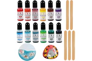 Suevut Pigments colorés pour moulage en poudre, peinture à base d'eau 12 couleurs, facilement soluble avec 5 baguettes