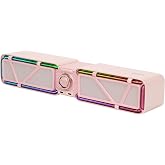 Divoom D-base 30W Masa&uuml;st&uuml; Bluetooth Gaming Hoparl&ouml;r, Rgb Işıklı, &Ccedil;ift Portlu 35W Hızlı Şarj, USB/Aux/Bluetooth6.0 (Pembe)