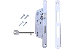 GAMOBIFER Serratura Porta Interna AGB Serie CENTRO. Entrata 50, Interasse 90. (Fronte 22x196, SCROCCO CATENACCIO CHIAVE, CROMATO Opaco)