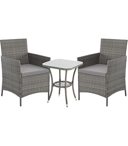 Chenshu 3-delige loungeset met kussens, tuinlounge, zitgroep, terrasmeubels, loungetuinmeubelset