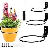 3 Pcs Wall Brackets Planter Pot Holder Metal Round Black | Inner Diameter 10 cm/14 cm/19 cm, Metal Plant Pot Holder, Durable,