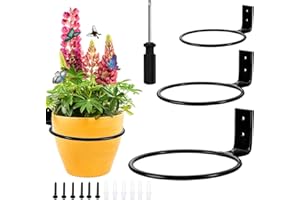 Suitedget Jardinera De Pared De 3 Piezas, Jardinera De Metal Diámetro Interior 10cm/14cm/19cm Jardinera Colgante Redonda Negra para Casa, Jardín, Balcón